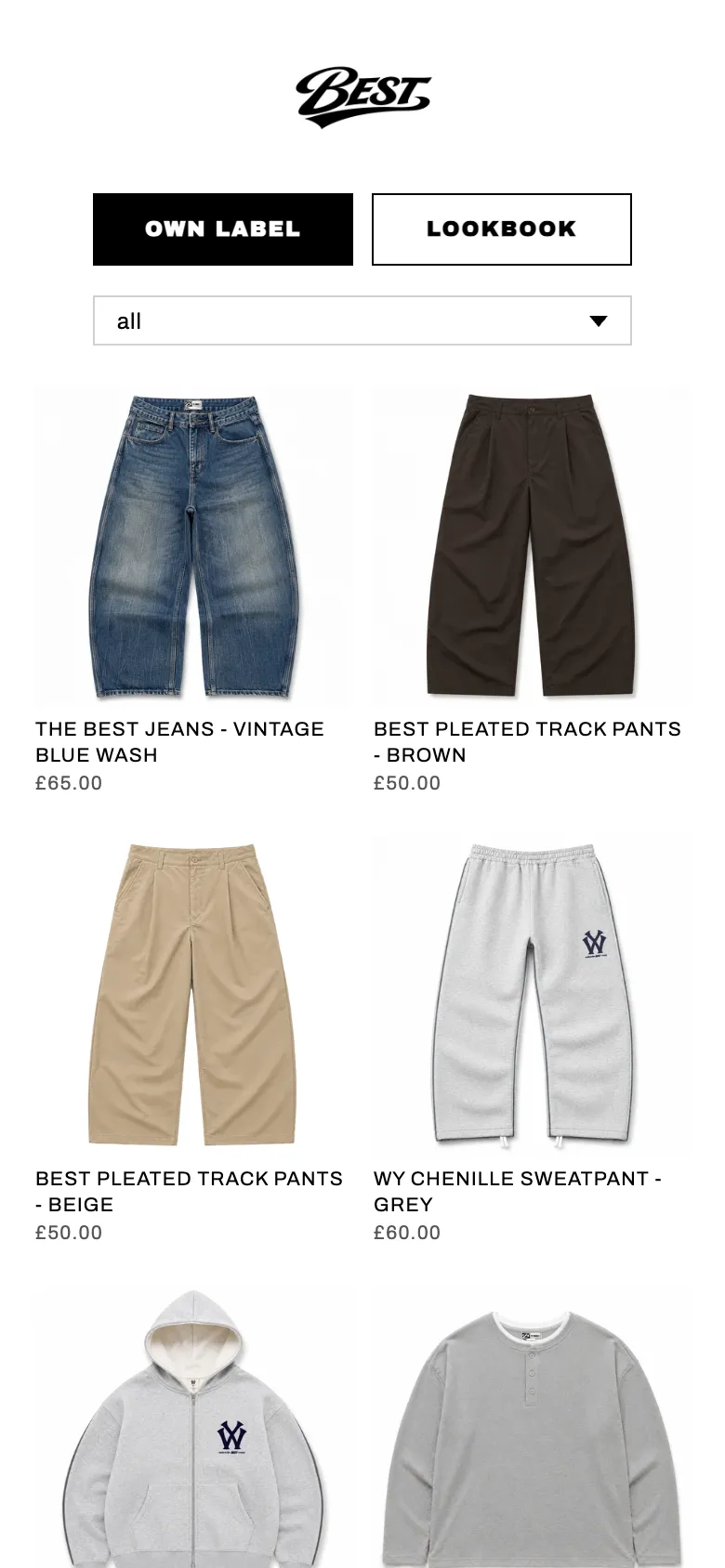 Best shop grid on a phone, two products per row with names and prices underneath